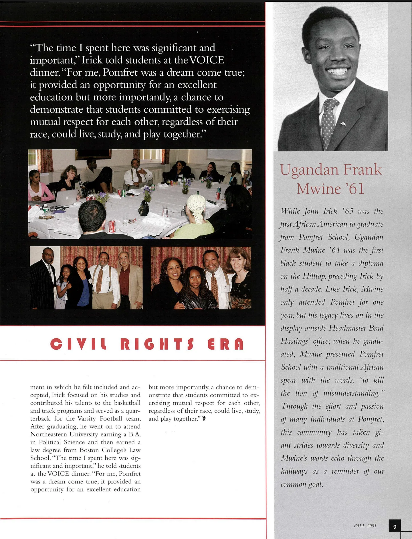 Page 9: Ugandan Frank Mwine '61