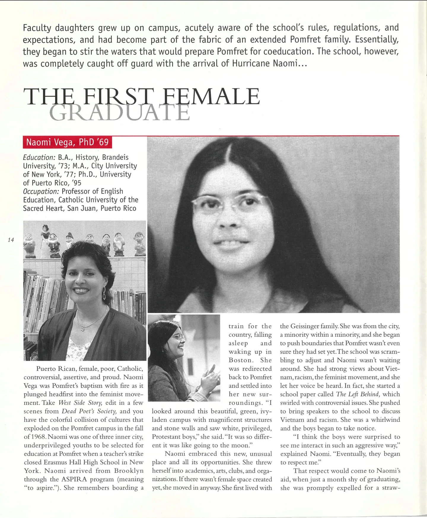 Page 14: The First Female Graduate — Naomi Vega '69